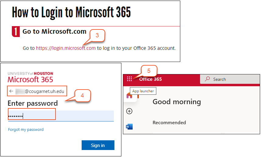 How to Log into UH Microsoft 365 – Instruction @ UH
