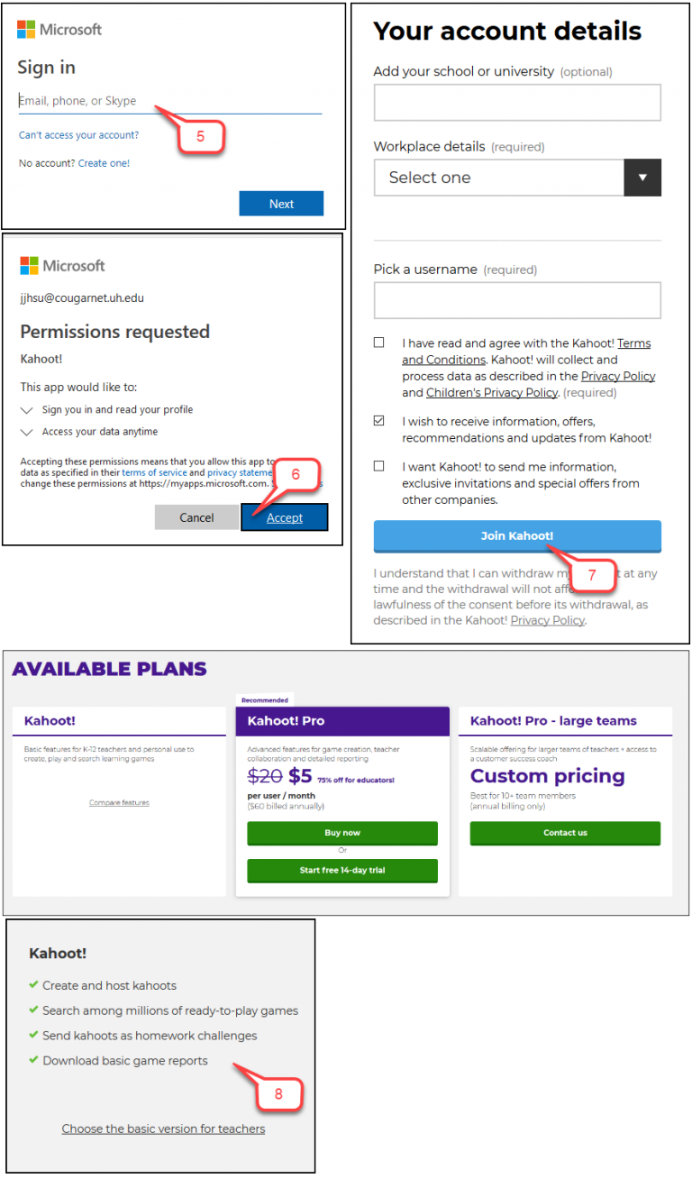 How To Create A Kahoot Account Instruction Uh 