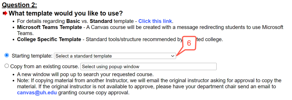 step 6 select starting template